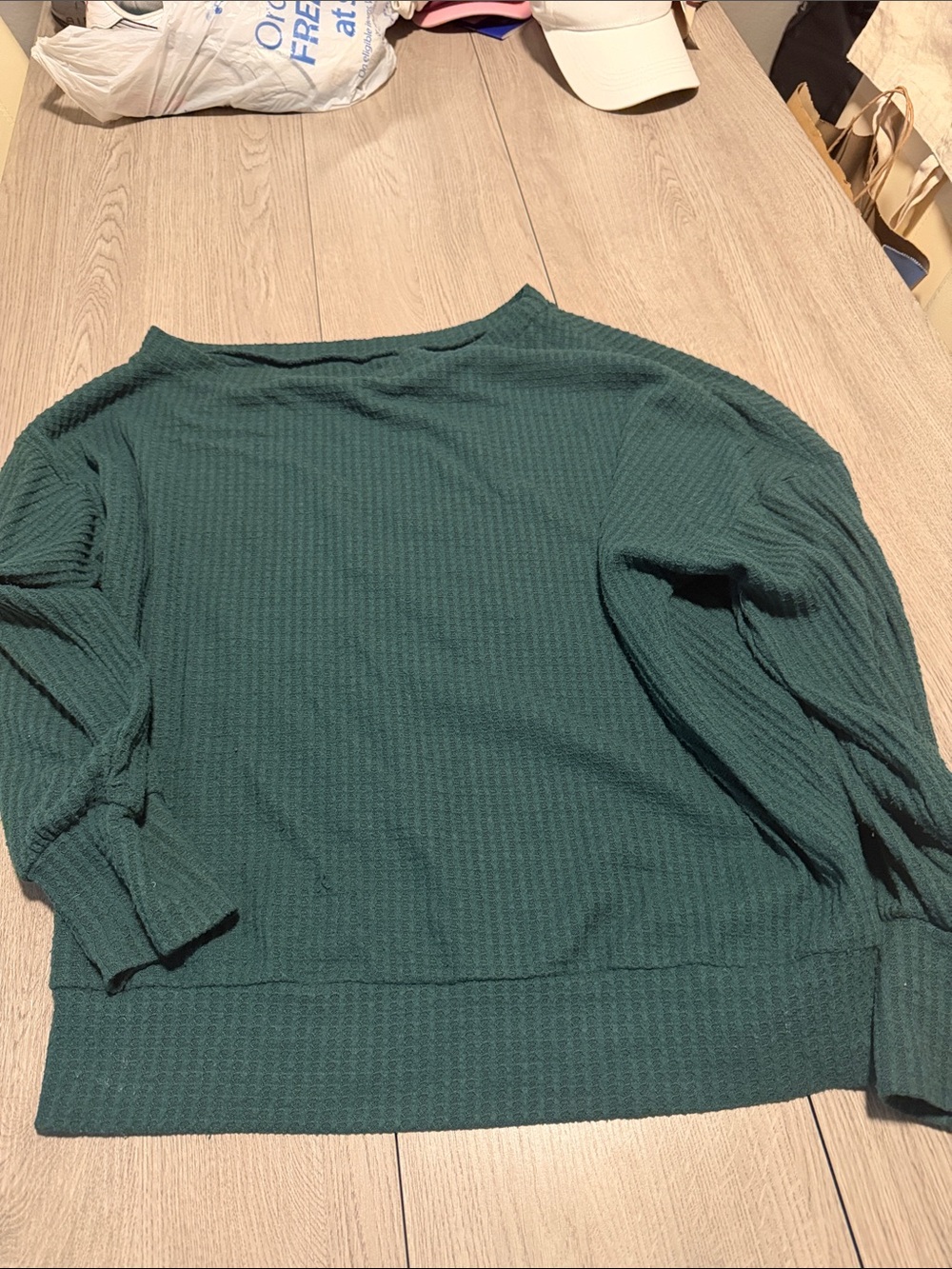 Pink Lily Forest Green Waffle Knit Long Sleeve Top